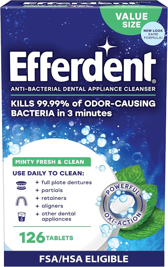 Efferdent Mint Retainer & Denture Cleaning Tablets – 126 Count