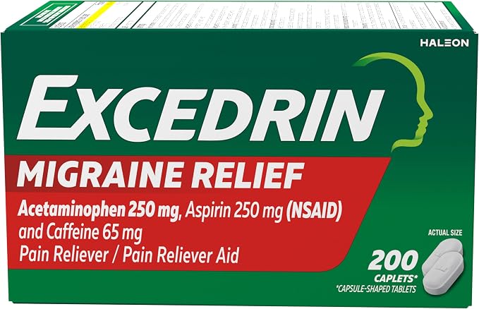 Excedrin Migraine Relief Caplets – 200 Count Pain Relief